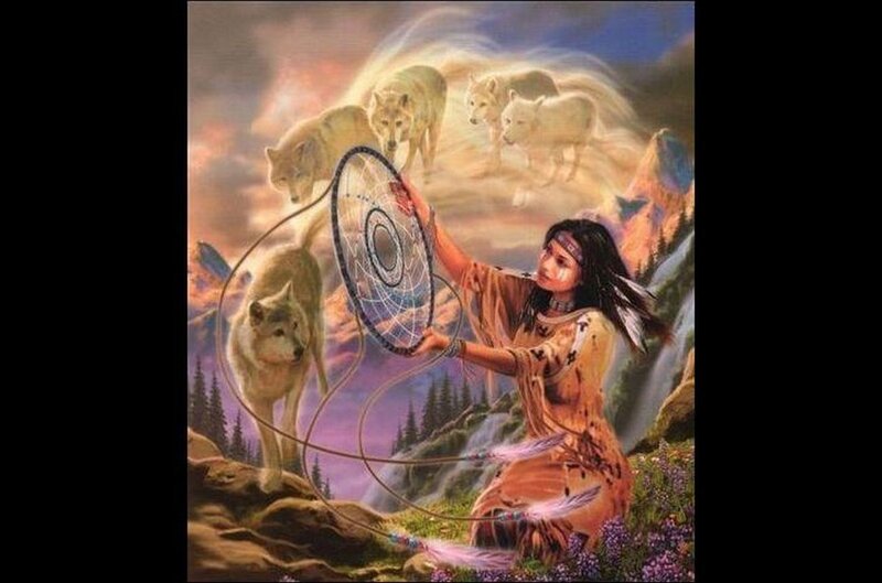 Indigenous Woman with Dreamcatcher — Purple