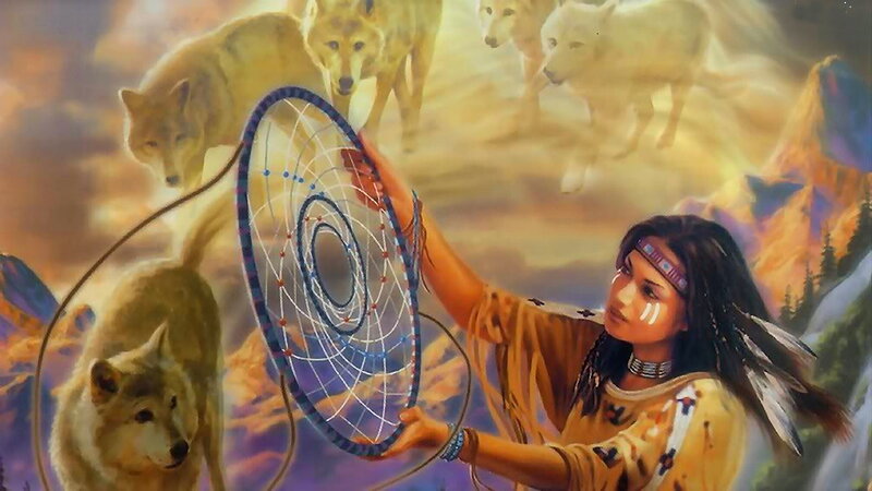 Indigenous Woman with Dreamcatcher — Yellow