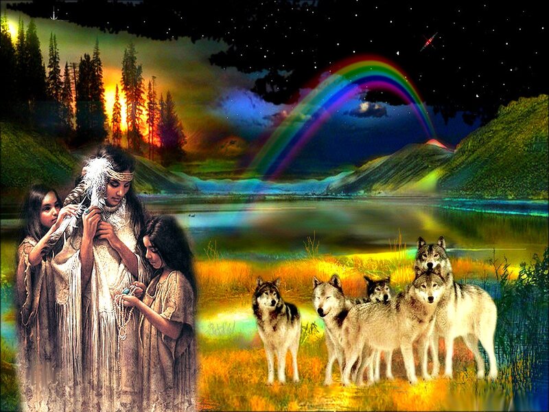 Indigenous Women with Wolves