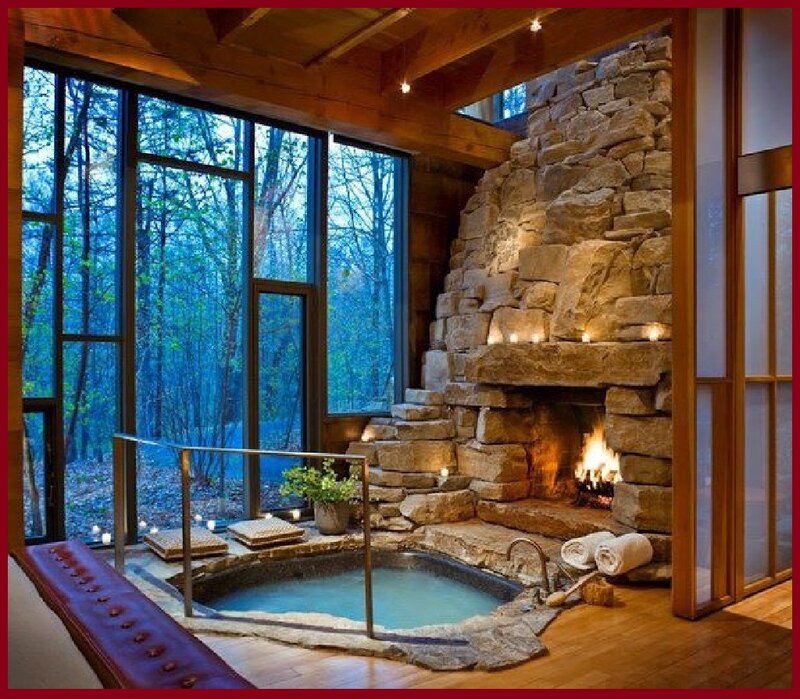 Indoor Hot Tub with Fireplace