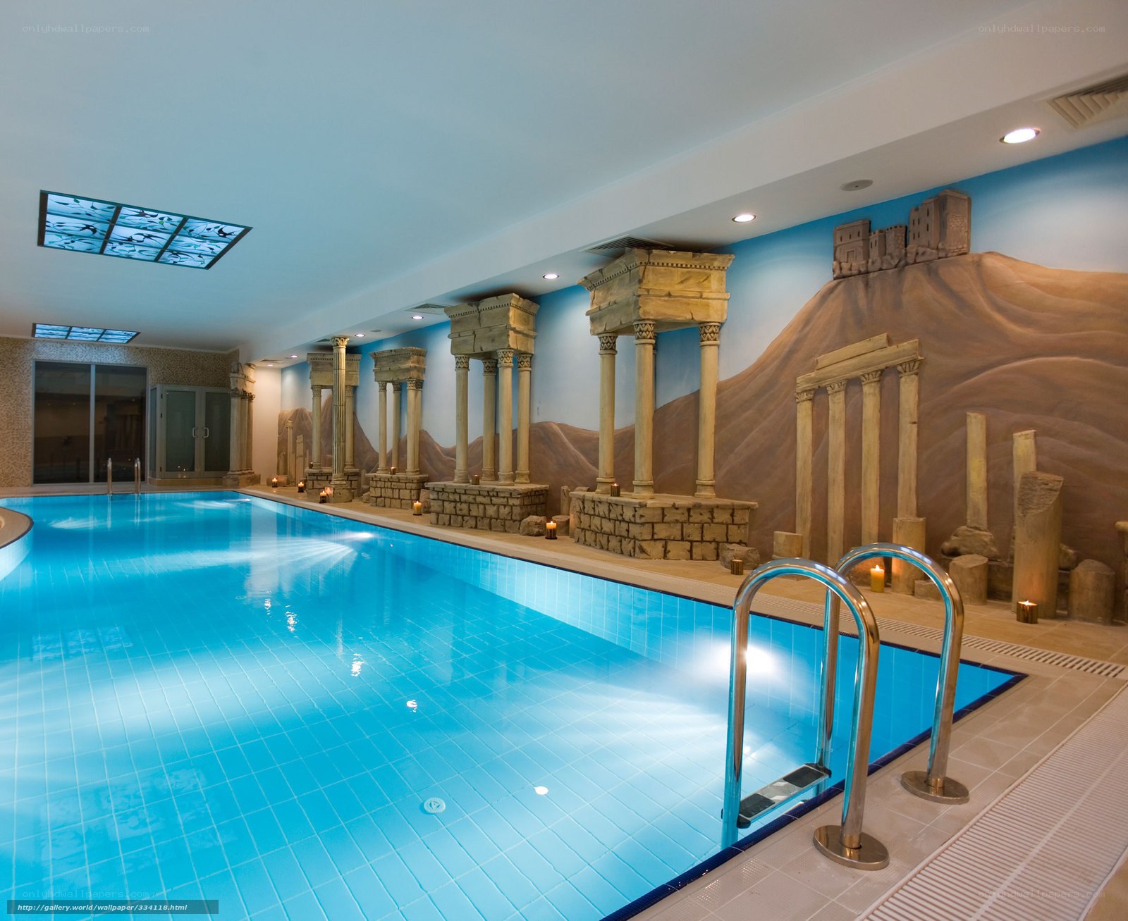 indoor pool with ancient ruins