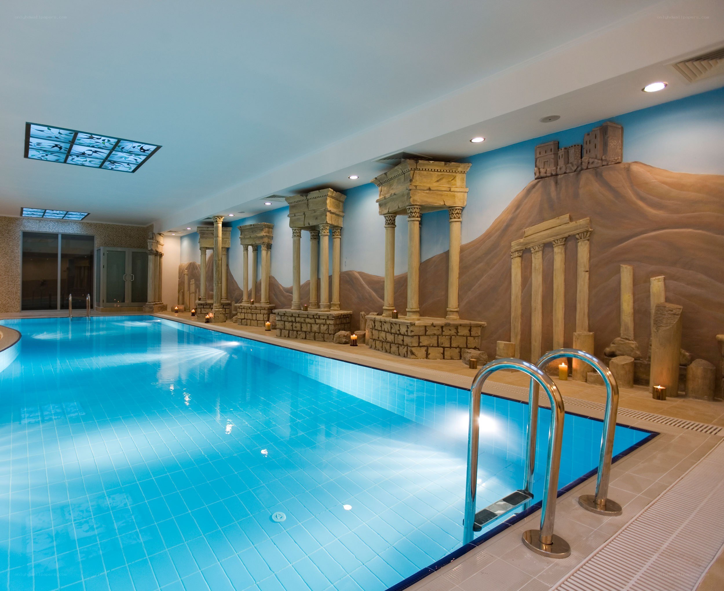 indoor pool with ancient ruins