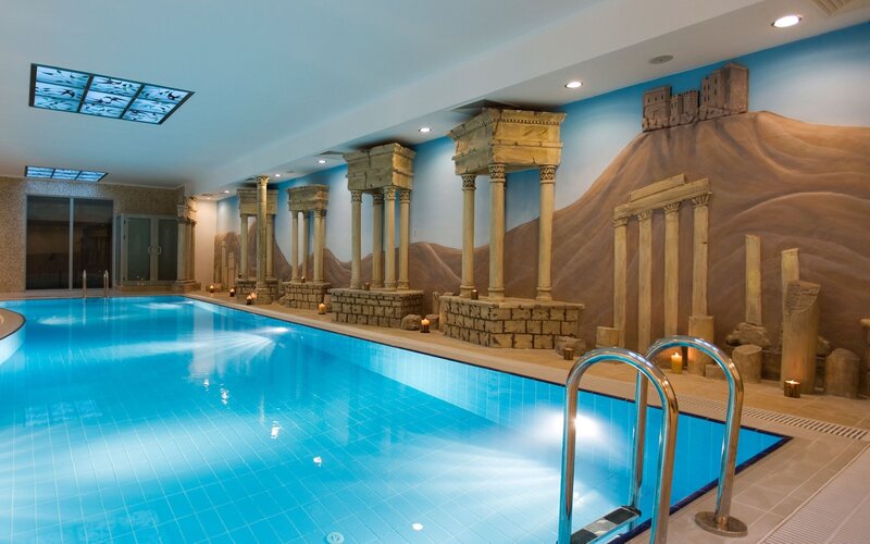 indoor pool with ancient ruins