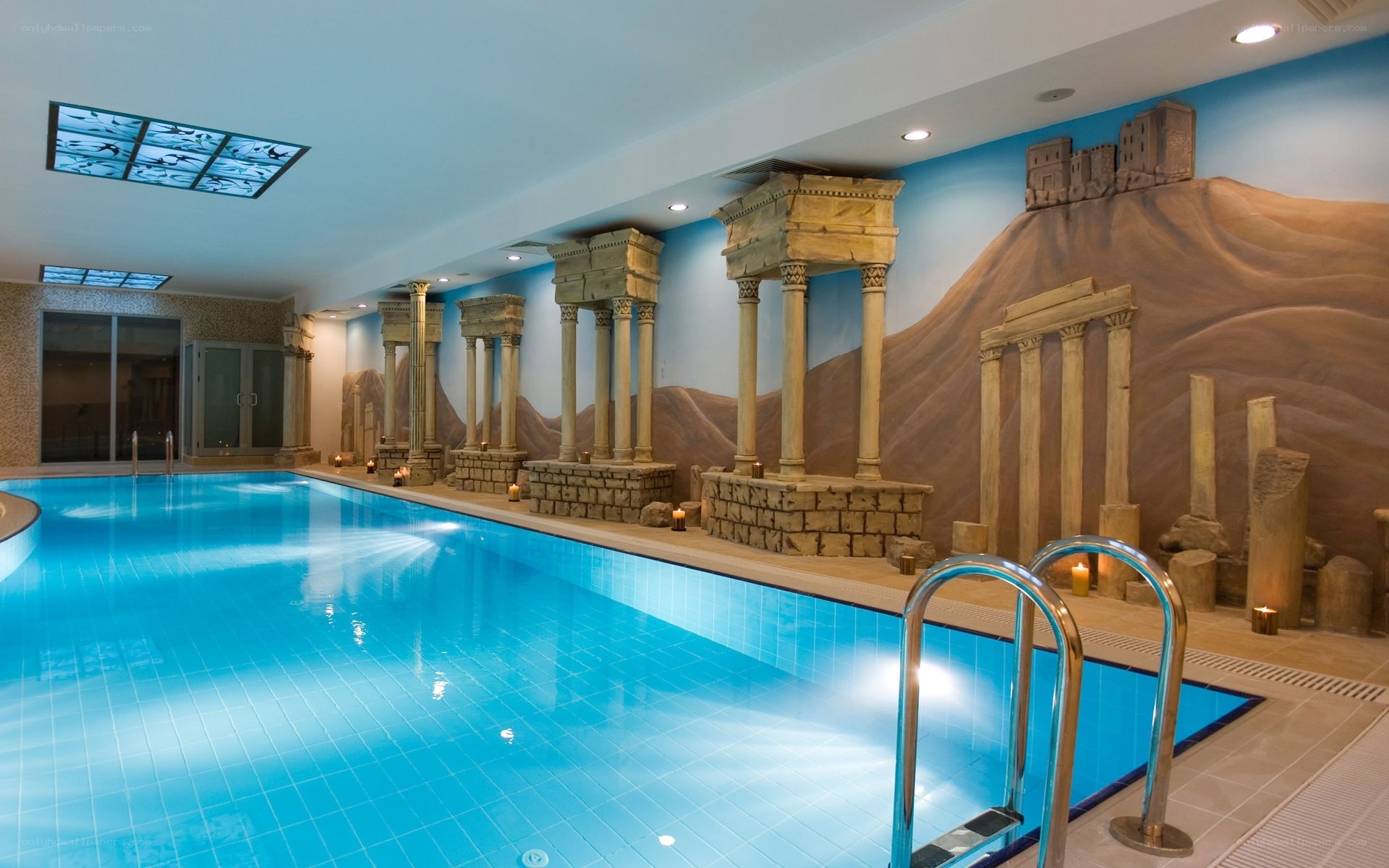 indoor pool with ancient ruins