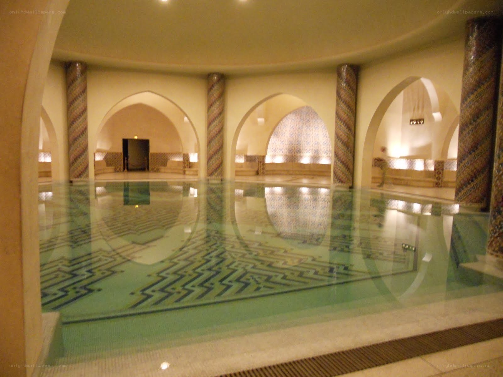 indoor pool with arches