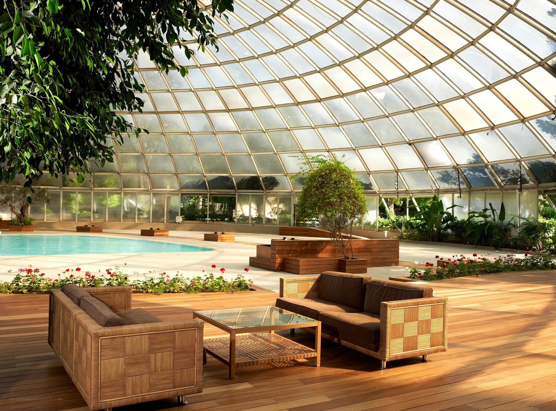 Indoor pool with glass dome