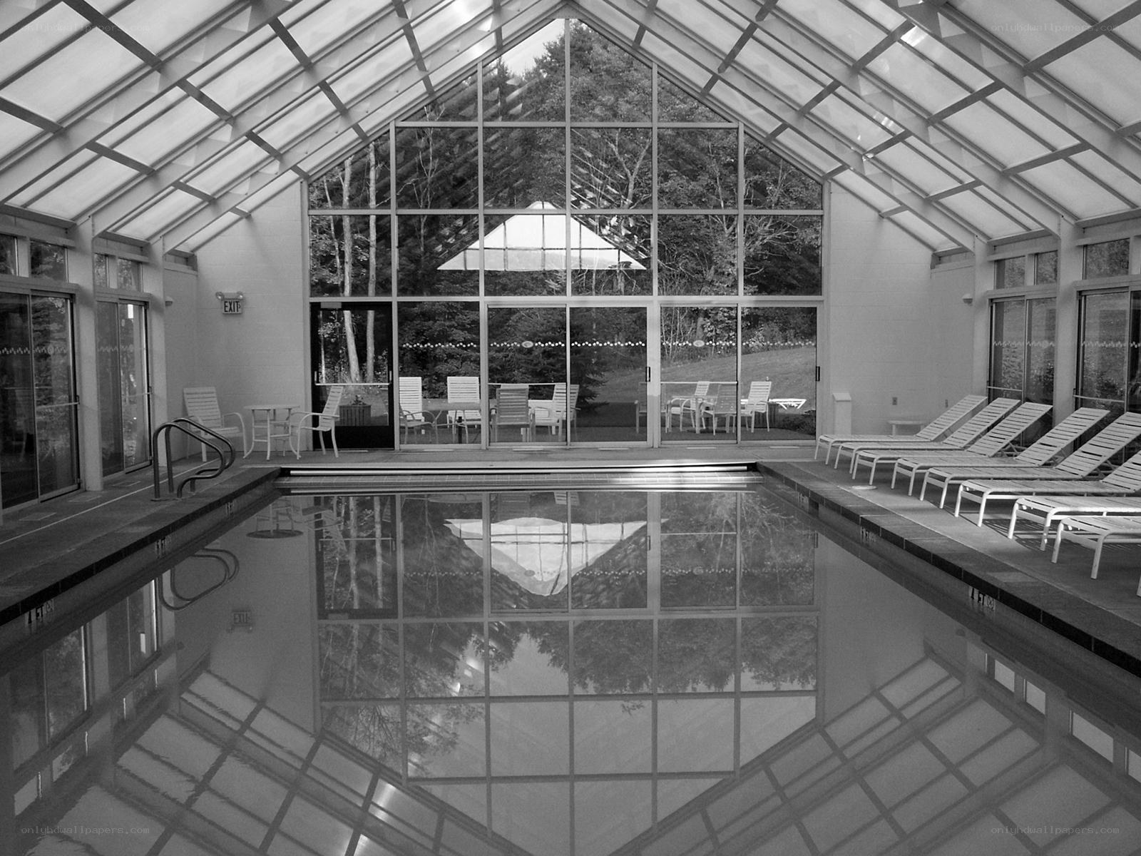 indoor pool with glass roof