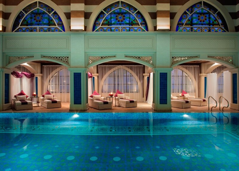 Indoor Pool with Lounge Chairs — Blue