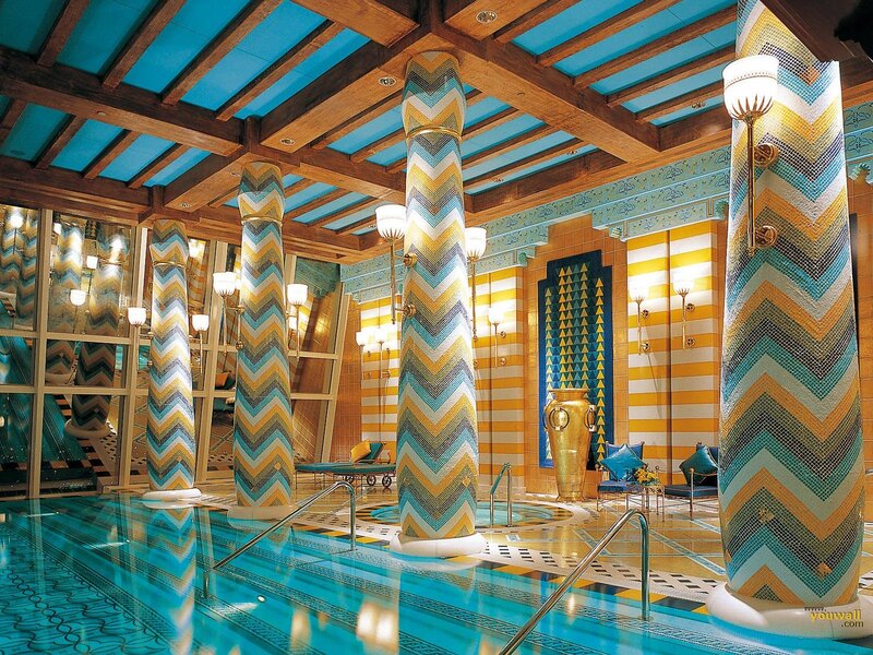 Indoor Pool with Mosaic Columns