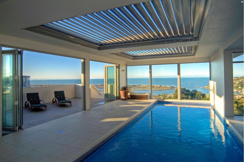 Indoor Pool with Ocean View — Blue, Serene