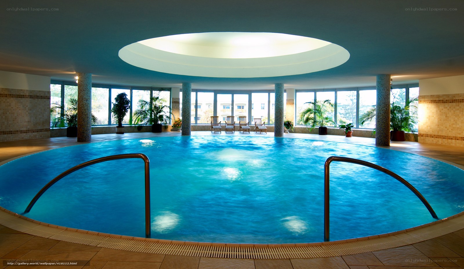 indoor pool with skylight