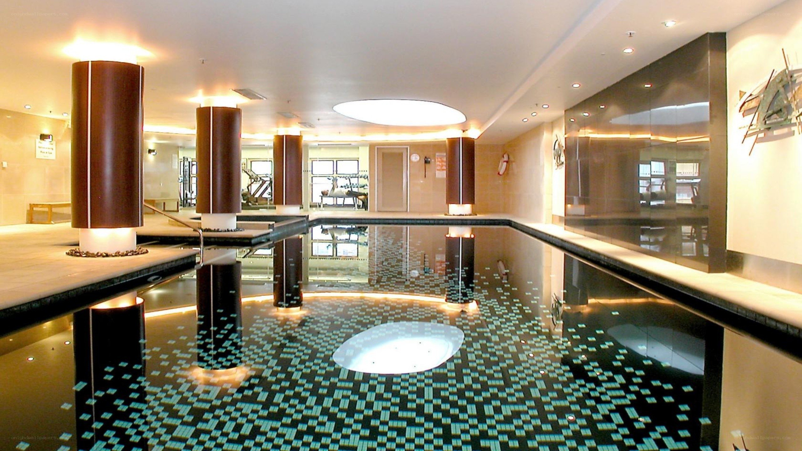 indoor pool with spa area