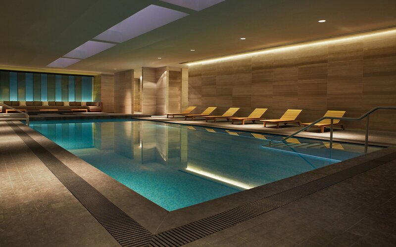 Indoor Swimming Pool — Blue, Serene, Night, 3d Render