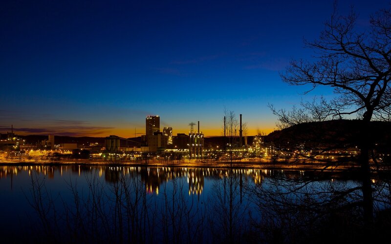 Industrial city at dusk