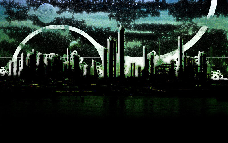 industrial cityscape at night