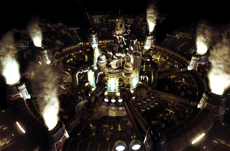 Industrial Cityscape at Night — Black