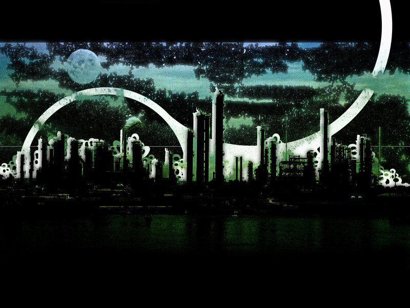 industrial cityscape at night