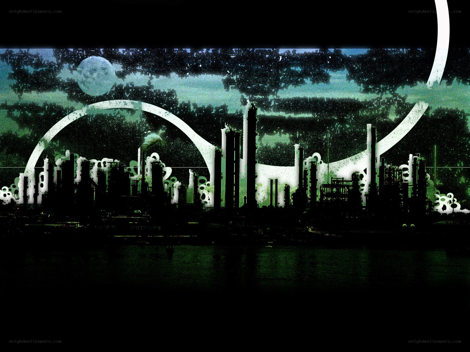 industrial cityscape at night