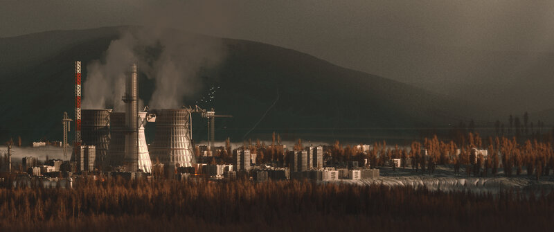 Industrial Cityscape — Brown, Dramatic