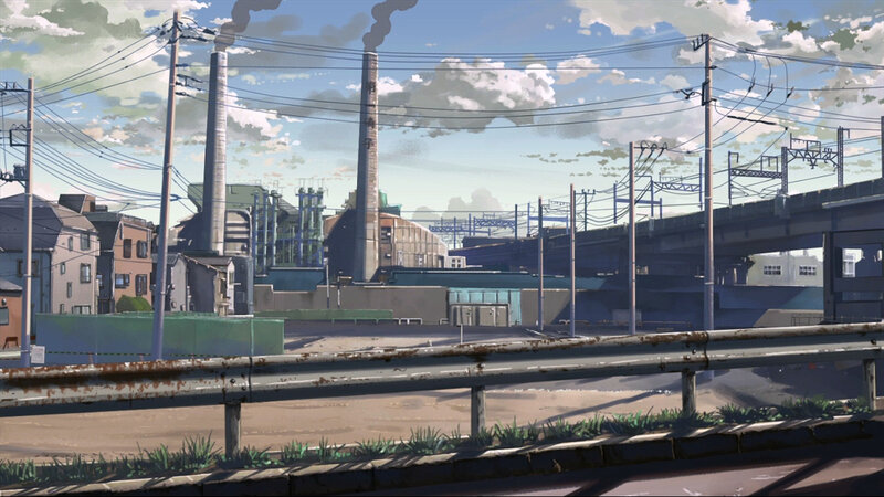 Industrial cityscape with smokestacks