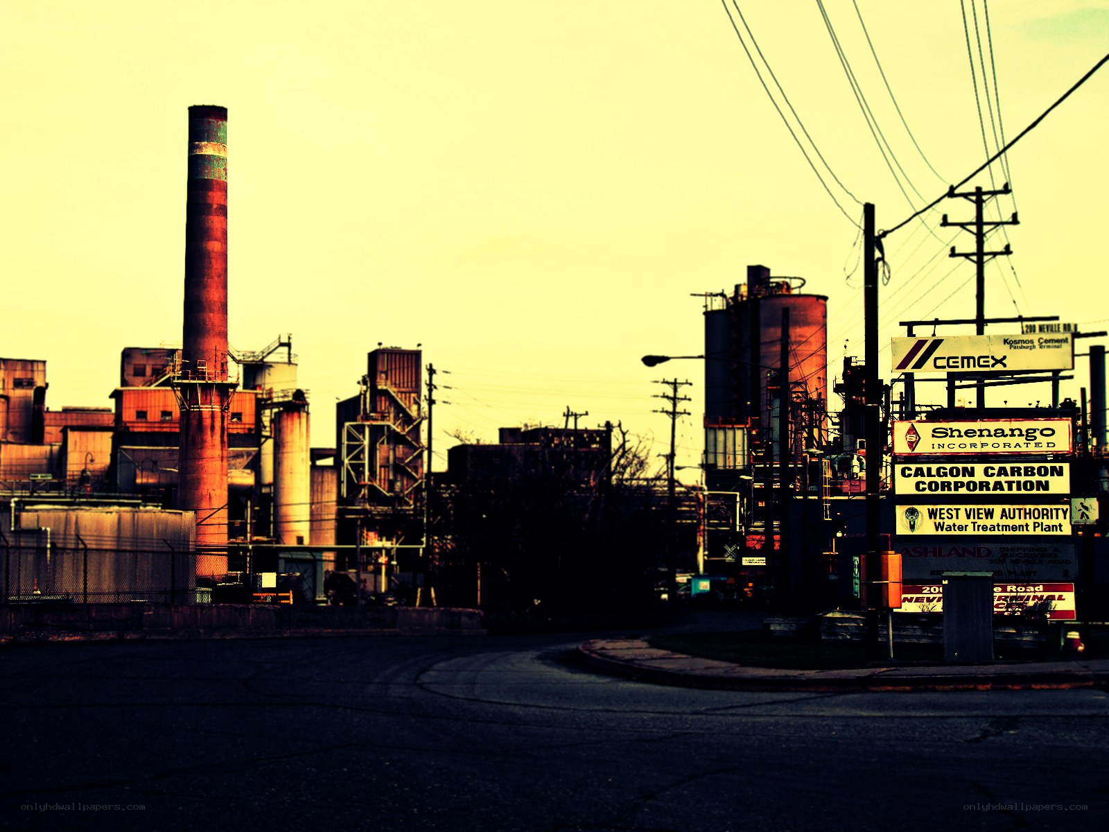 industrial complex at dusk