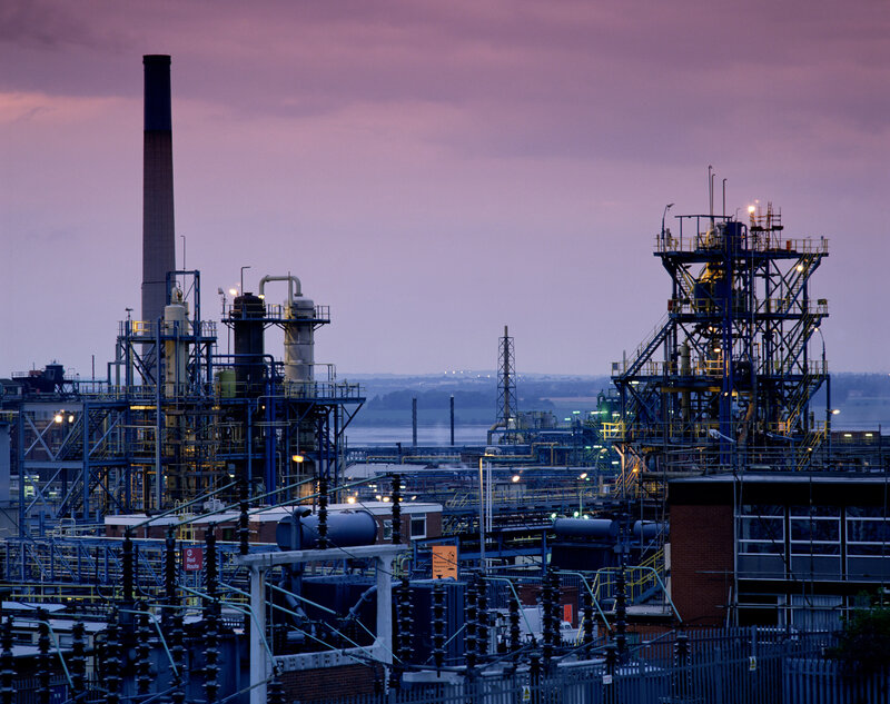 Industrial complex at dusk