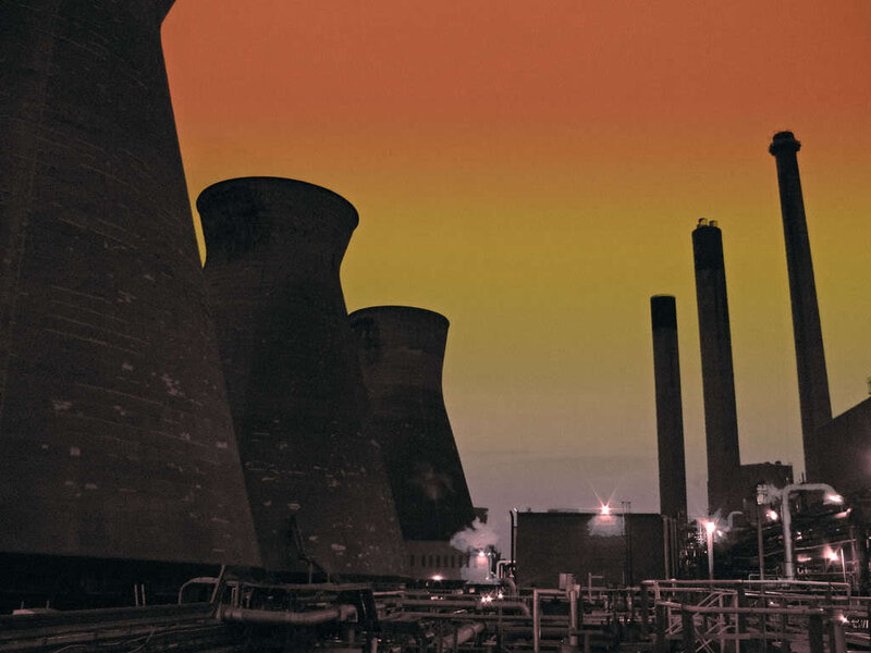 Industrial complex at dusk