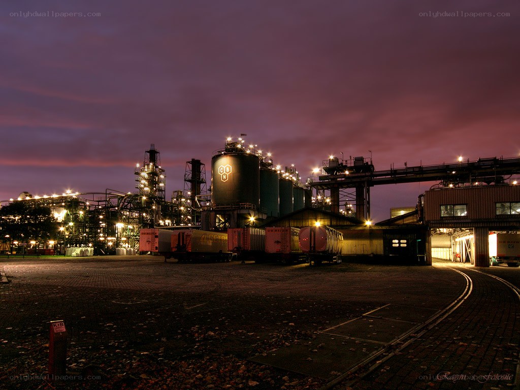 Industrial complex at dusk