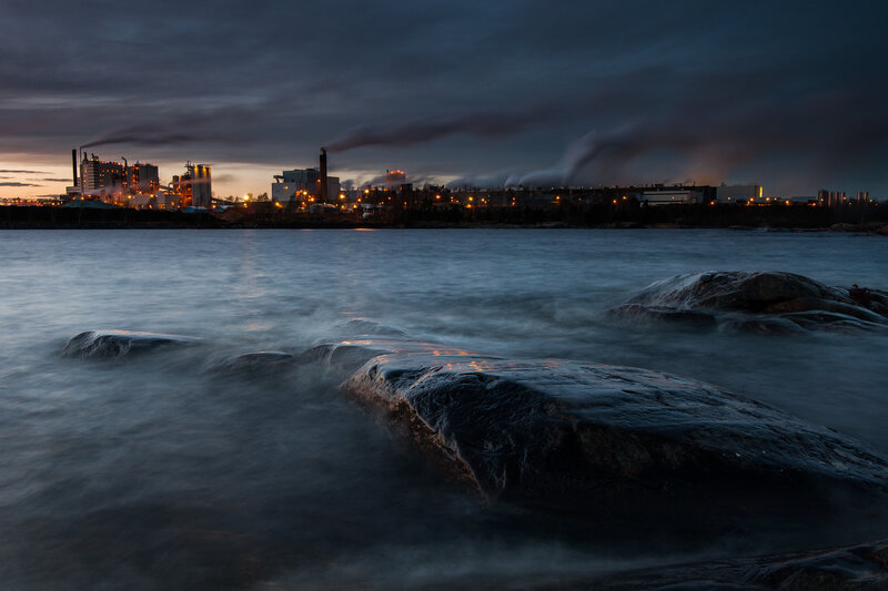 Industrial Complex at Dusk — Blue, Dramatic, Night