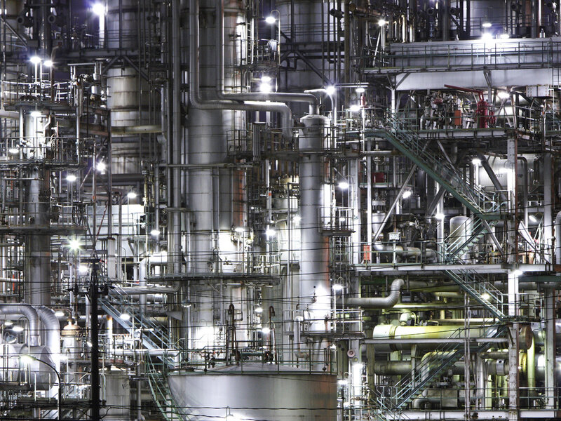 Industrial complex at night