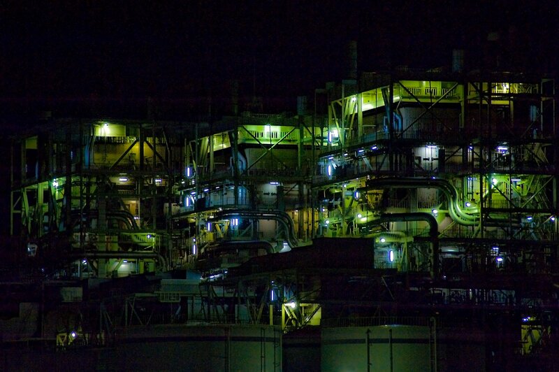 Industrial complex at night