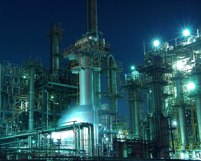 Industrial complex at night