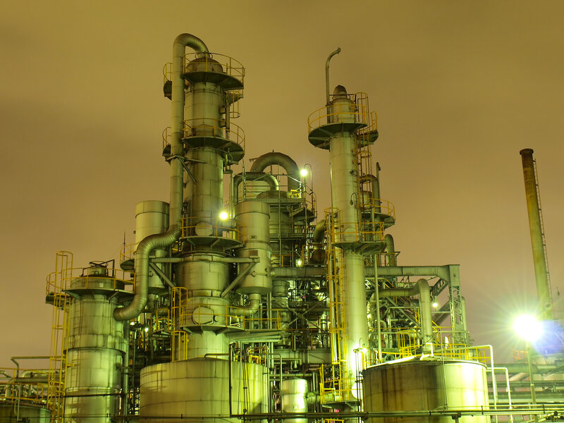 Industrial complex at night