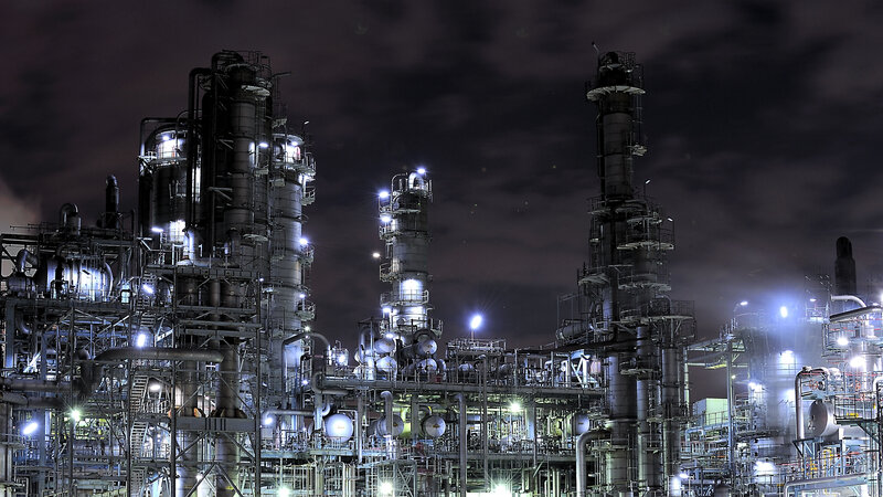 Industrial complex at night