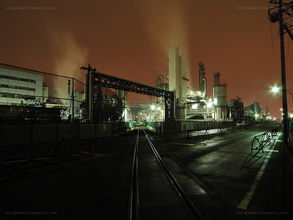 Industrial complex at night