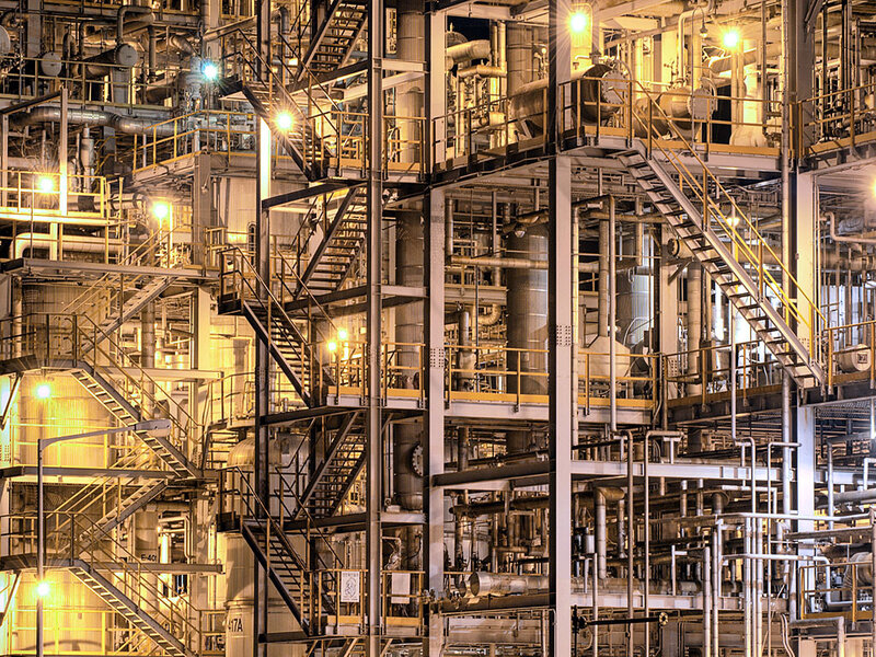 Industrial complex at night