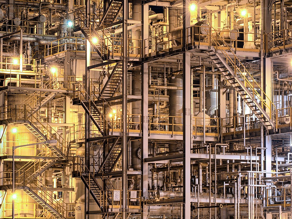 Industrial complex at night