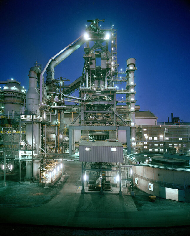 industrial complex at night
