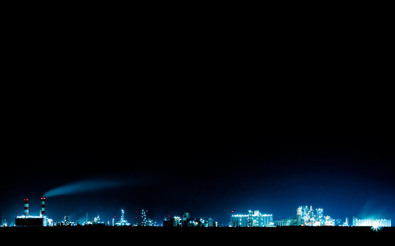 Industrial Complex at Night — Black, Dark