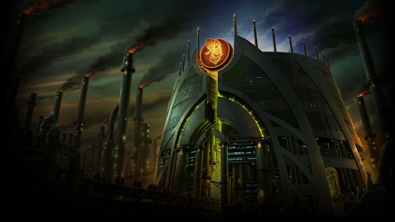 Industrial Complex at Night — Black, Dramatic
