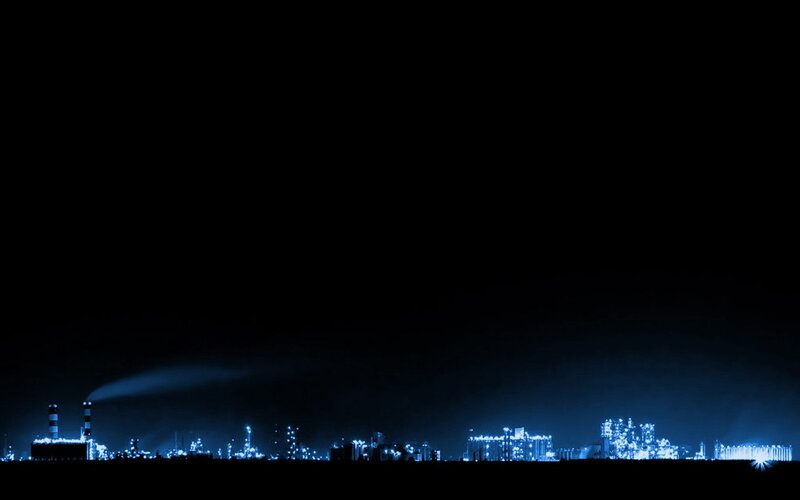 Industrial Complex at Night — Blue