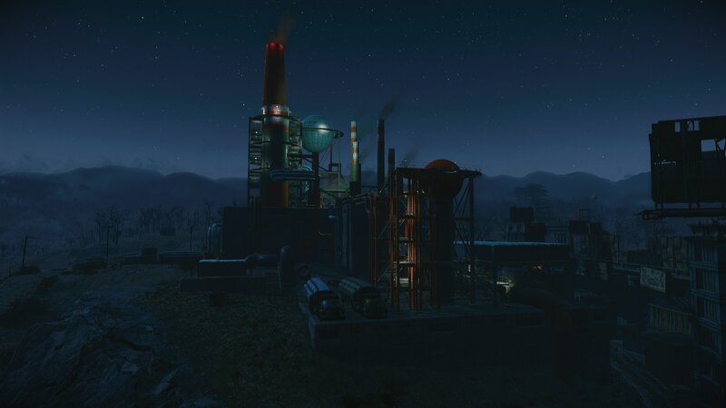 Industrial Complex at Night — Dark Blue