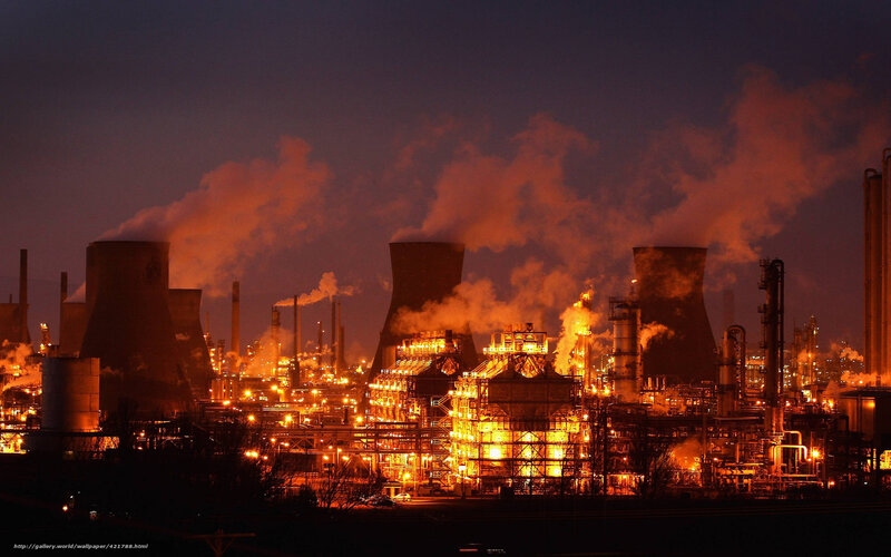 Industrial complex at night