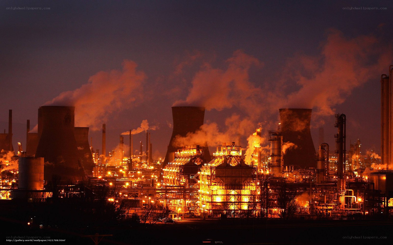 Industrial complex at night
