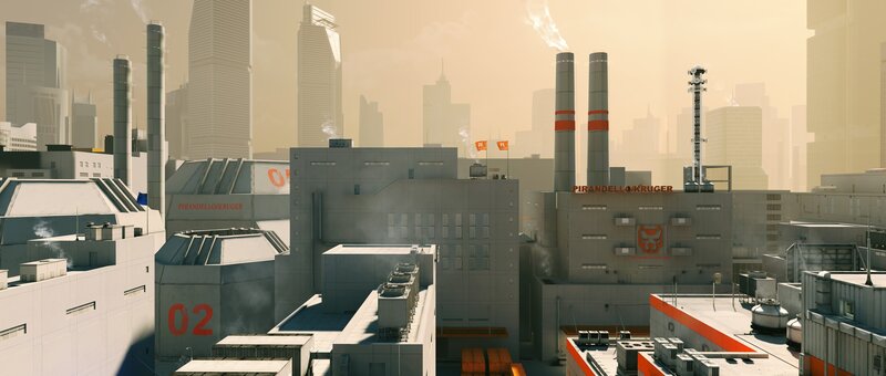 industrial complex in a hazy city