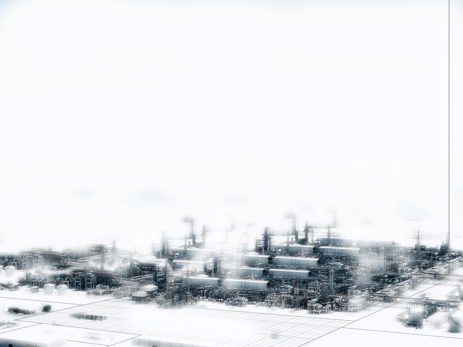 Industrial complex in fog