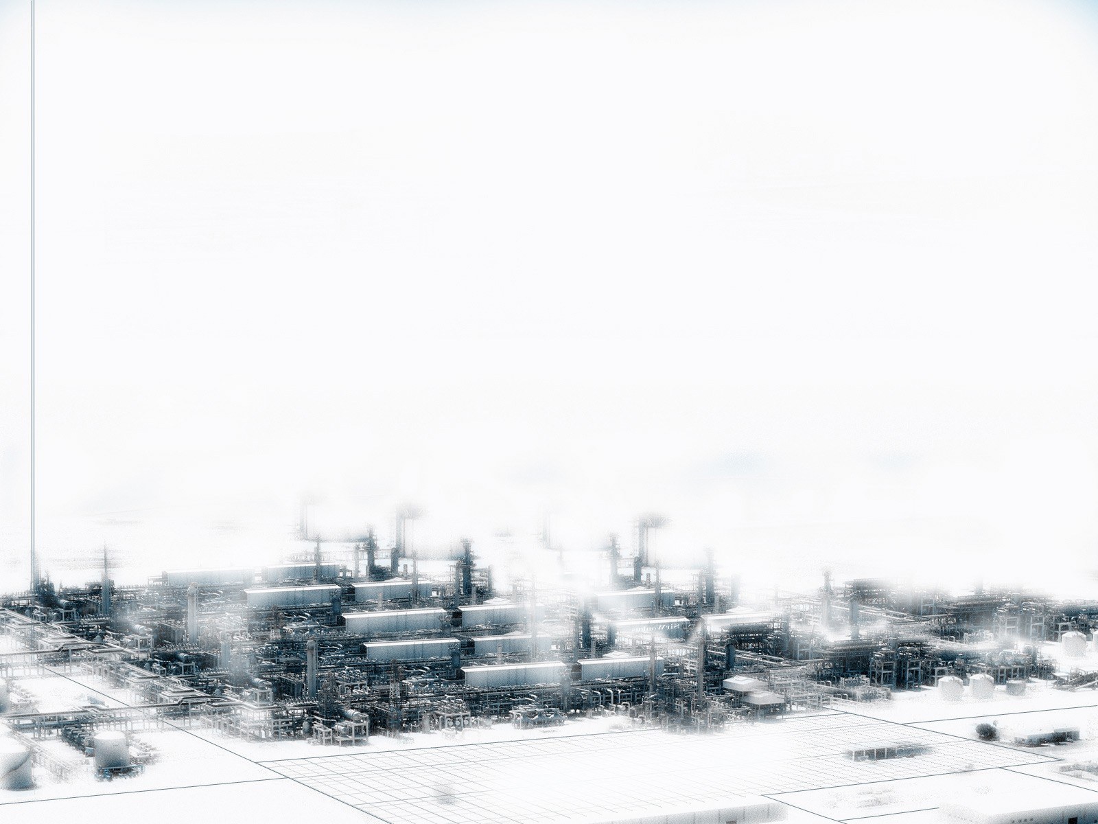 Industrial complex in fog