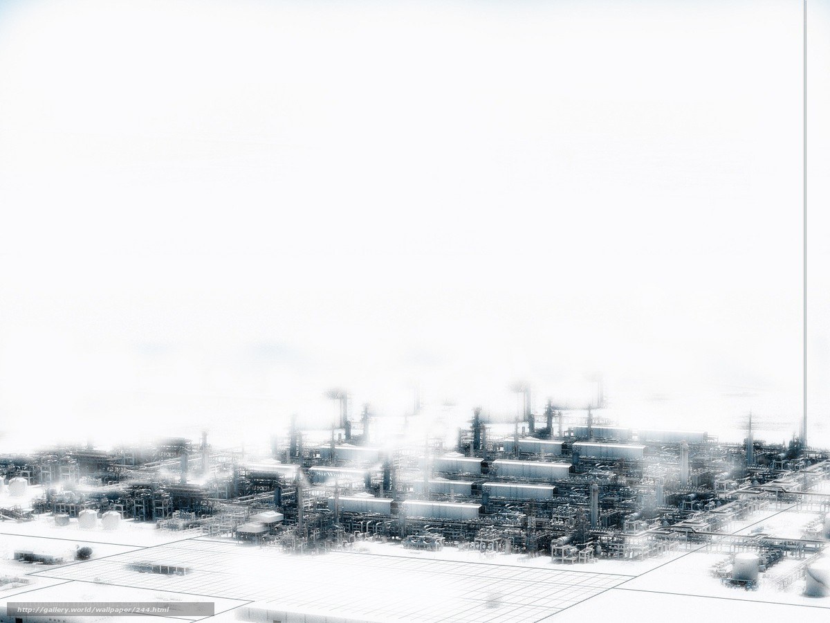 Industrial complex in fog