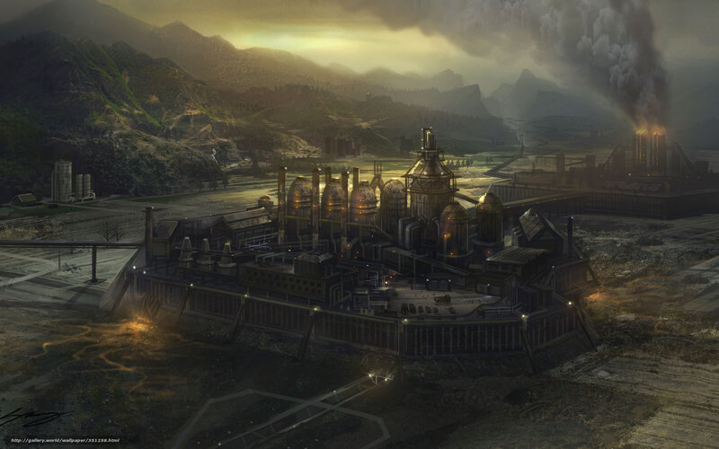 Industrial complex in mountain valley