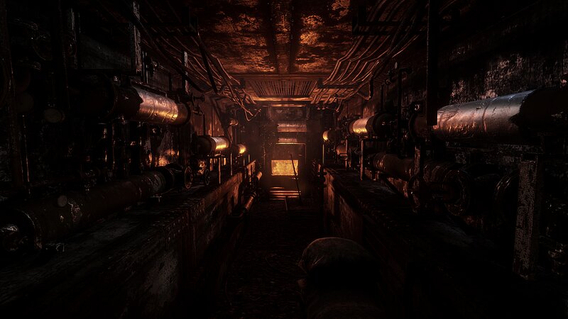 Industrial Corridor — Black, Dark, Ominous, 3d Render